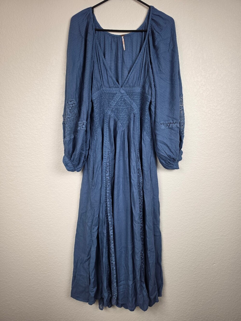 Free People Blue Long Sleeve Maxi Dress Size Small